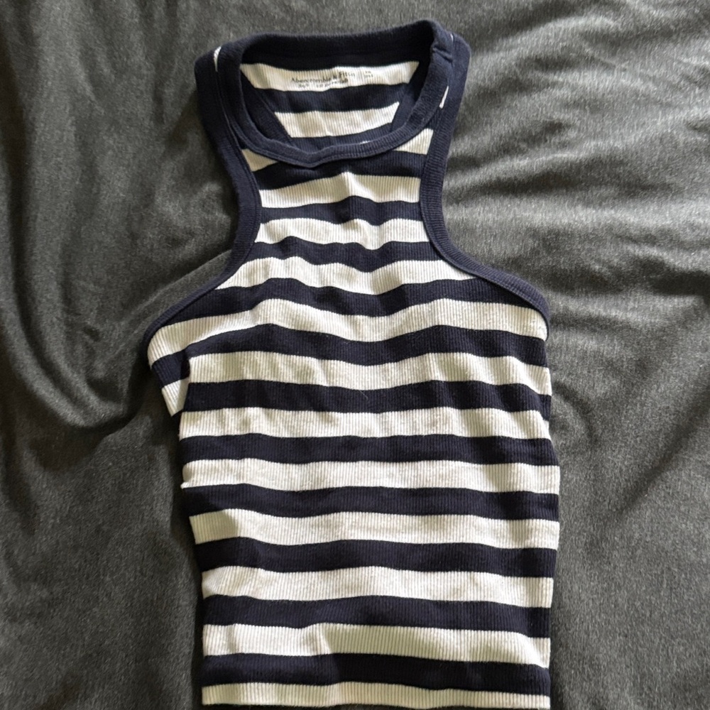 Abercrombie & Fitch Navy and White Striped Top